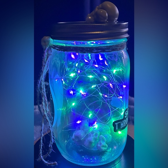 ❌RESERVED❌SKULL “ADULT HUMOR” PURPLE/GREEN LED LIGHTS SKULL DECOR JAR/HANDMADE - Picture 8 of 14